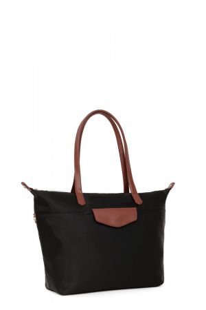 sac cabas Hexagona Pop en toile et cuir noir