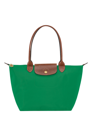 sac cabas M Longchamp Le Pliage Original vert en toile et cuir