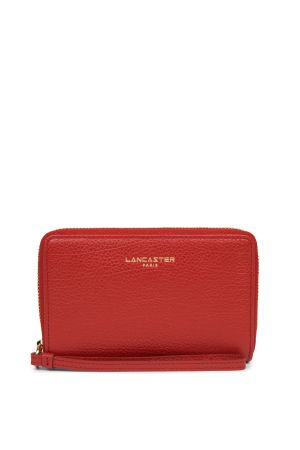 portefeuille compagnon zippé Lancaster Dune en cuir grainé rouge